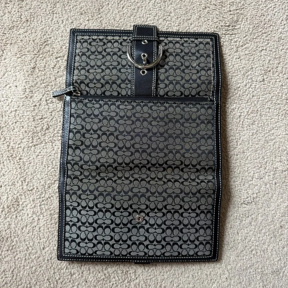 Vintage Y2K Coach Soho Signature Logo Buckle Trifold Wallet Black W/ Checkbook